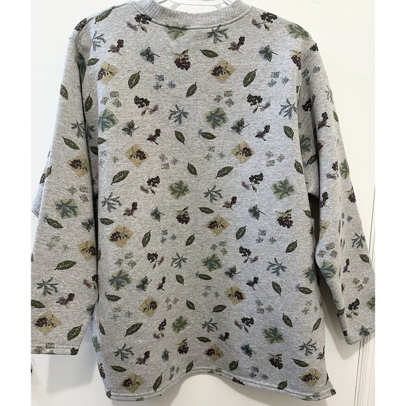 Just My Size 14W 16W Gray Leaf Print V-Neck Sweatshirt Plus - Picture 2 of 7
